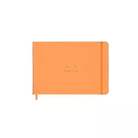 Записная книжка с резинкой-фиксатором Rhodia, обложка: иск. кожа, оранжевая, листы: слоновая кость