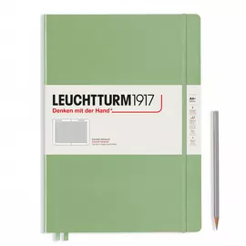 Записная книжка в клетку Leuchtturm Master Slim А4+ 123 стр., твердая обложка пастельный зеленый