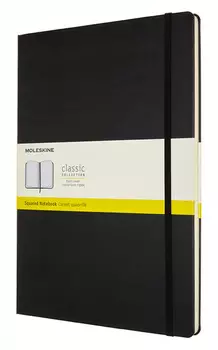 Записная книжка в клетку Moleskine "Classic" 21х30 см 192 стр, твердая обложка черная