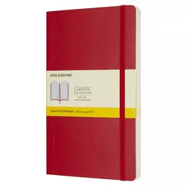 Записная книжка в клетку Moleskine "Classic Soft" 130х210 мм 192 стр мягкая обложка, красный