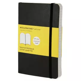 Записная книжка в клетку Moleskine "Classic Soft" Pocket, 90x140 мм 192 стр мягкая обложка, черный