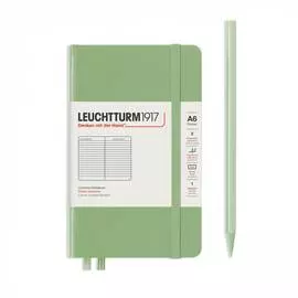 Записная книжка в линейку Leuchtturm A6 187 стр., твердая обложка пастельный зеленый