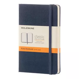 Записная книжка в линейку Moleskine "Classic" Pocket 9x14 см 192 стр., обложка твердая синяя сапфир