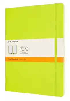 Записная книжка в линейку Moleskine "Classic Soft" XLarge 19х25 см 192 стр., обложка мягкая лайм