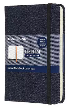 Записная книжка в линейку Moleskine "Denim" Pocket, 90х140 мм 192 стр, обложка темно-синяя