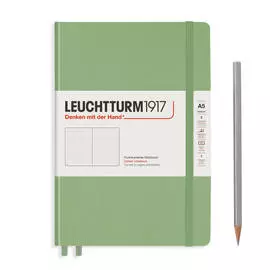 Записная книжка в точку Leuchtturm A5 251 стр., твердая обложка пастельный зеленый