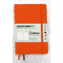 Записная книжка в точку Leuchtturm Outlines B6 89 стр., 150 г, мягкая обложка ярко-оранжевый