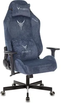 Кресло игровое Бюрократ KNIGHT N1 BLUE ткань, синий Light-27 с подголов. крестовина металл