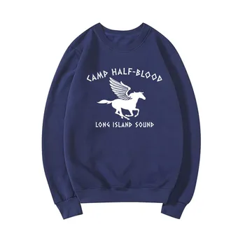 Свитшот Camp Half Blood с капюшоном Percy Jackson для женщин с длинным рукавом, графические толстовки с капюшоном, винтажная уличная одежда, свитшоты, топ S чёрный