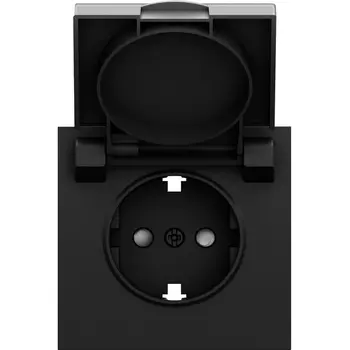 Накладка для розетки Schuko с заземлением, с крышкой, 16A 250 В~, черный графит Donel S08 DS45457