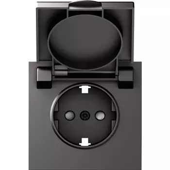 Накладка для розетки Schuko с заземлением, с крышкой, 16A 250 В~, матовый титан Donel S08 DS45445