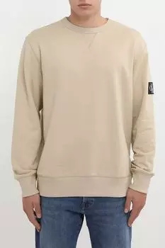 Свитшот хлопковый с логотипом на рукаве Calvin Klein Jeans