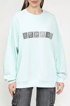 Свитшот хлопковый с логотипом оверсайз кроя Esprit Casual