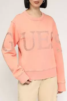 Свитшот хлопковый с принтом из страз Guess