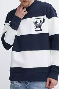 Свитшот хлопковый в полоску с логотипом Tommy Jeans