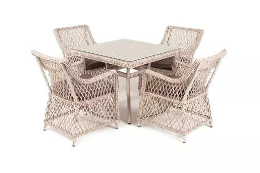 Обеденная группа плетеная айриш (outdoor) бежевый 90x75x90 см.