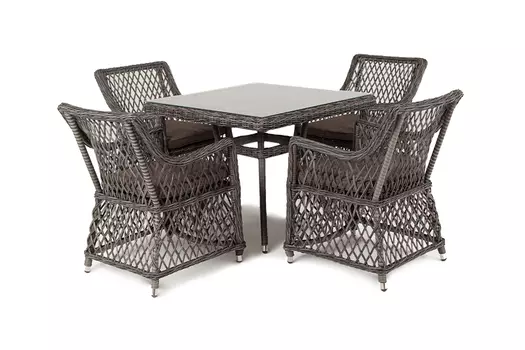 Обеденная группа плетеная айриш (outdoor) серый 90x75x90 см.