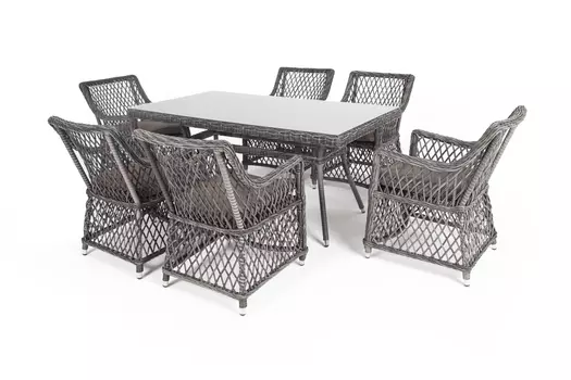 Обеденная группа плетеная латте (outdoor) серый 160x75x90 см.