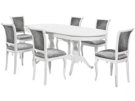 Обеденная группа стол и 6 стульев (аврора) белый 120x75x90 см.