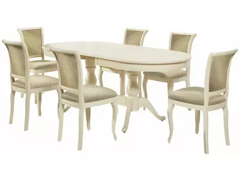 Обеденная группа стол и 6 стульев (аврора) бежевый 120x75x90 см.