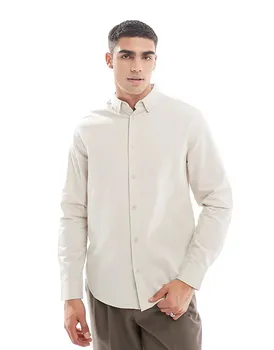 Обычная рубашка из сирсакера в камне ASOS DESIGN