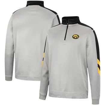 Мужская серая/черная флисовая куртка Iowa Hawkeyes Bushwood с молнией четверти Colosseum