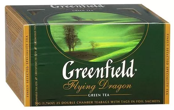 Чай в пакетиках зеленый Greenfield Flying Dragon, 100шт.x2г, ассорти (0585-09)