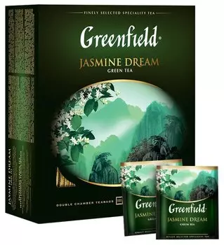 Чай в пакетиках зеленый Greenfield Jasmine Dream, 100шт.x2г, жасмин (0586-09)