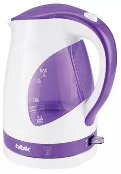 Чайник BBK EK1700P 1.7л. 2200Вт, закрытая спираль, пластик, белый/фиолетовый