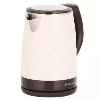 Чайник электрический BRAYER 1043BR-WH 1.5л. 2.2 кВт, нержавеющая сталь/пластик, бежевый/коричневый (BR1043WH)