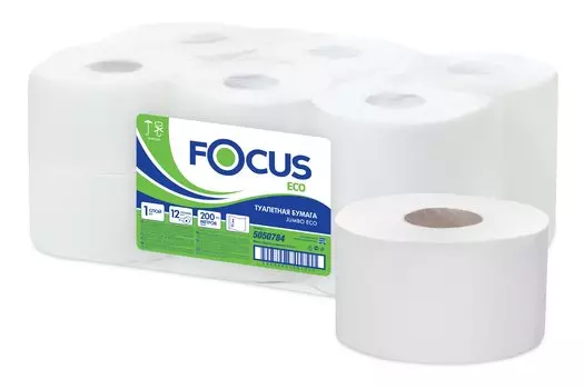 Бумага туалетная Focus Jumbo Eco, слоев: 1, длина 200м, белый, 12шт. (5050784)