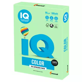 Бумага A4 80г/м² 500 листов, зеленый пастель, IQ COLOR (MG28)