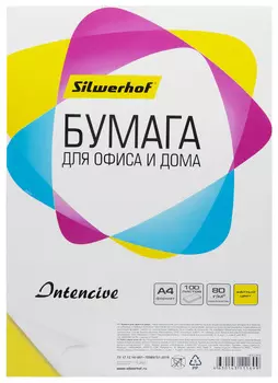 Бумага A4 80 г/м 100 листов, желтый SILWERHOF COLOR 1635393 (1635393)