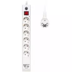 Сетевой фильтр Buro BU-SP1.8_USB_2A-W 6 розеток, 1,8 метра, USB, 2А, белый