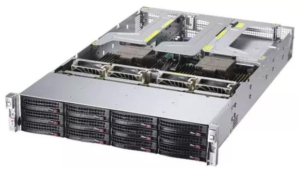Серверная платформа 2U Supermicro AS-2024US-TRT 2*SP3, 32*DDR4(3200), 12*3.5" HS, 6*PCIE, 2*10Glan, 2*1600W, 2*USB 3.0, VGA, COM