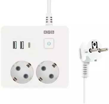 Сетевой фильтр Power Cube SPG5-A4 0,5м, 2р с/з, с вык.16А, 3USB, бел. Кв