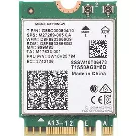 Сетевая карта Intel AX210.NGWG Wi-Fi 6E AX210 (Gig+), 2230, 2x2 AX R2 (6GHz)+BT, vPro, 999LWX