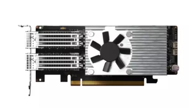Сетевая карта QNAP QXG-100G2SF-E810 двухпортовая 100 GbE SFP28, PCIe Gen4 x16