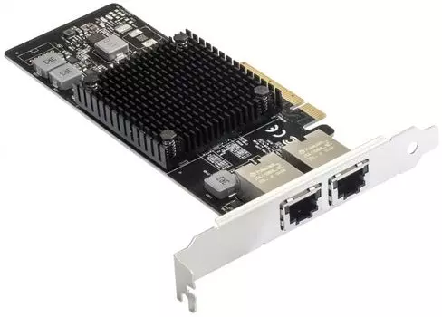 Сетевой адаптер Exegate EXE-X550-T2 EX292507RUS (PCI-E x8 v3.0, порты 2xRJ45 (медные), 10Gb/s (10/5/2.5/1Gb/s, 100Mb/s), Server NIC Intel Chipset X550