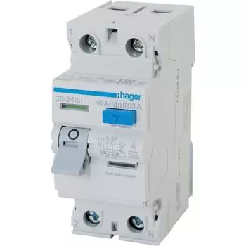 УЗО Hager 2 полюса 40 А 30 мА CD240j