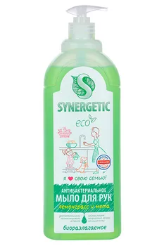 Мыло жидкое SYNERGETIC д/рук лемонграсс и мята антибактериальное, 1 л