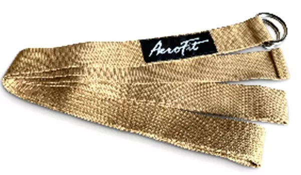 Ремень для йоги, 2 металлических кольца Aerofit AFYGS-B бежевый