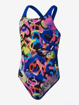 Купальник слитный для девочек Speedo Allover, Синий