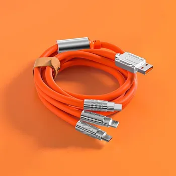3в1 6A 120W Зарядный кабель Выдвижной USB-зарядка 2,4A Быстрая зарядка для XiaoMi HuaWei Samsung Портативный зарядный кабель Micro Type-C синий