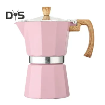 Кофеварка Moka Pot Espresso, простая в очистке, кофеварка для плиты, алюминиевый итальянский дизайн, кубинская кофеварка для насыщенного вкуса 150ML чёрный