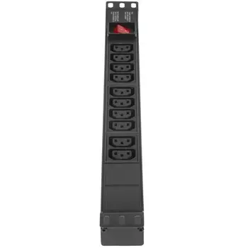Блок розеток 19", 10 розеток Exegate ServerPro PDU-19H001 Al-10C13-C14-SW EX280859RUS (19",1U, Алюминий, 10 IEC 320 C13, С14, выкл. с подсветкой, черн