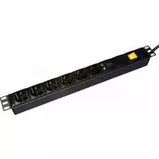 Блок розеток 19, 6 розеток Eurolan 60A-61-07-06BL 19", с фильтром импульсных и высокочастотных помех, 6 розеток, черный