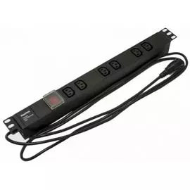 Блок розеток 19", 6 розеток Hyperline SHE19-6IEC-S-2.5IEC