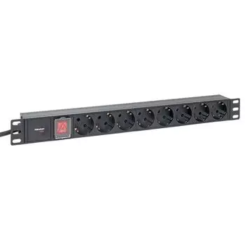 Блок розеток 19", 8 розеток EKF TRP-HPD-LS-16A-8SH-2MSH PDU TERACOM PRO 1U 16А/250В Schuko с выключат. шнур 2 м 3x1,5 мм2 вилка Schuko корпус алюминий