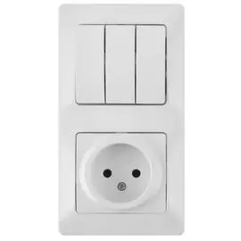 Блок Schneider Electric GSL000176 розетка и 3-кл. выключатель белый